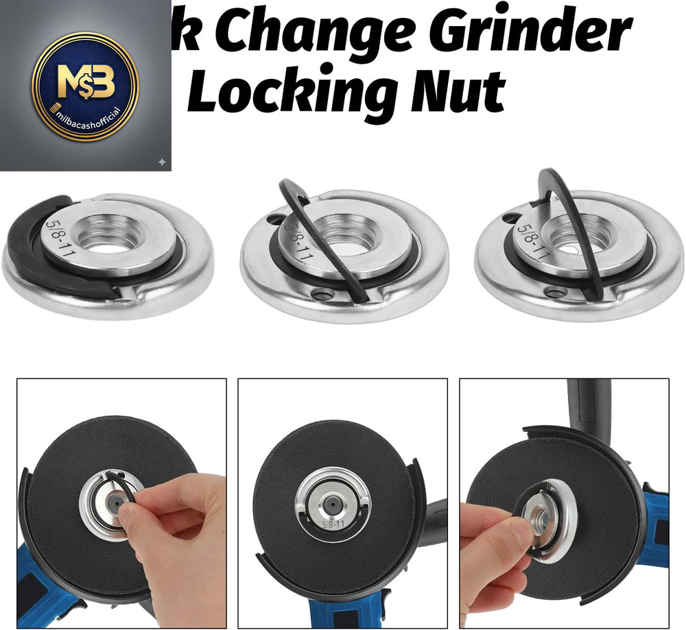 2Pcs Angle Grinder Flange Nuts, 5/8" -11 Quick Clamping Nuts Grinder Flange Lock