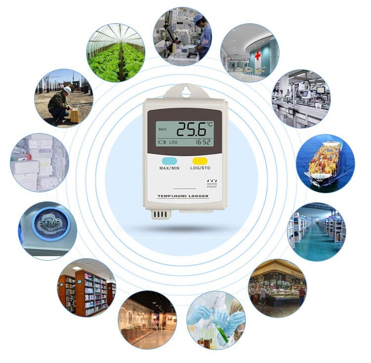 Wall Mounted Temperature & Humidity Data Logger 43000 Records Accuracy ±3%RH