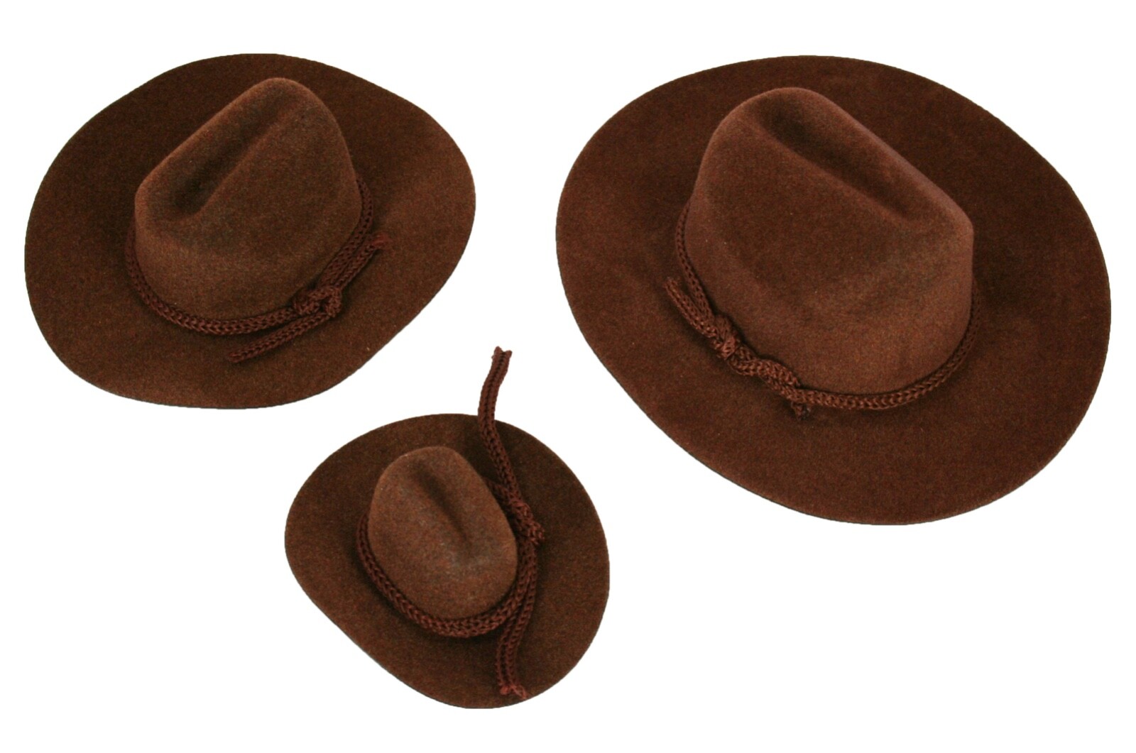 MINI BROWN Felt COWBOY HAT Western Wedding Party Favor Choose Size & Pack Amount