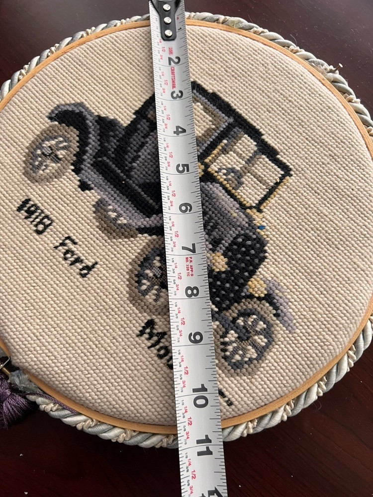1918 Ford Model T framed needlepoint