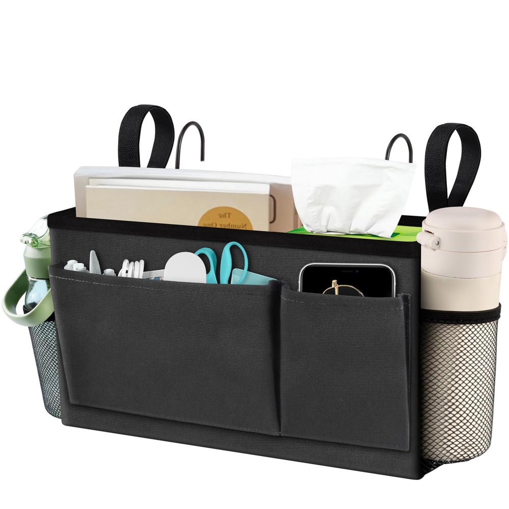 BlissTotes Bedside Caddy, Storage Organizer for Bunk Bed Dark Gray