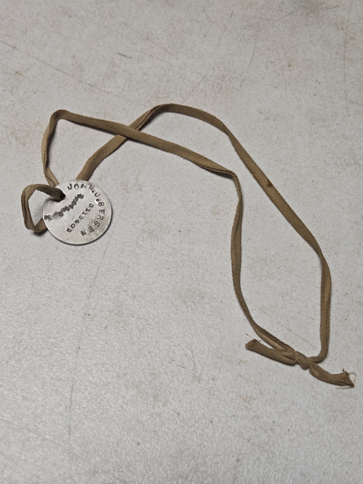 Important Old Rare John J Bergen Pottsville PA WWI WWII US Soldier ID dog tag