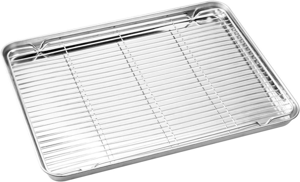 Baking Sheet & Rack Set [2 Sheets 2 Racks] Stainless Steel Cookie Pan W/ Cooling