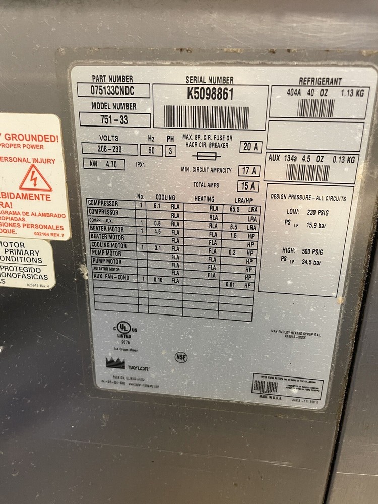 Taylor Soft Serve Machine 751-33