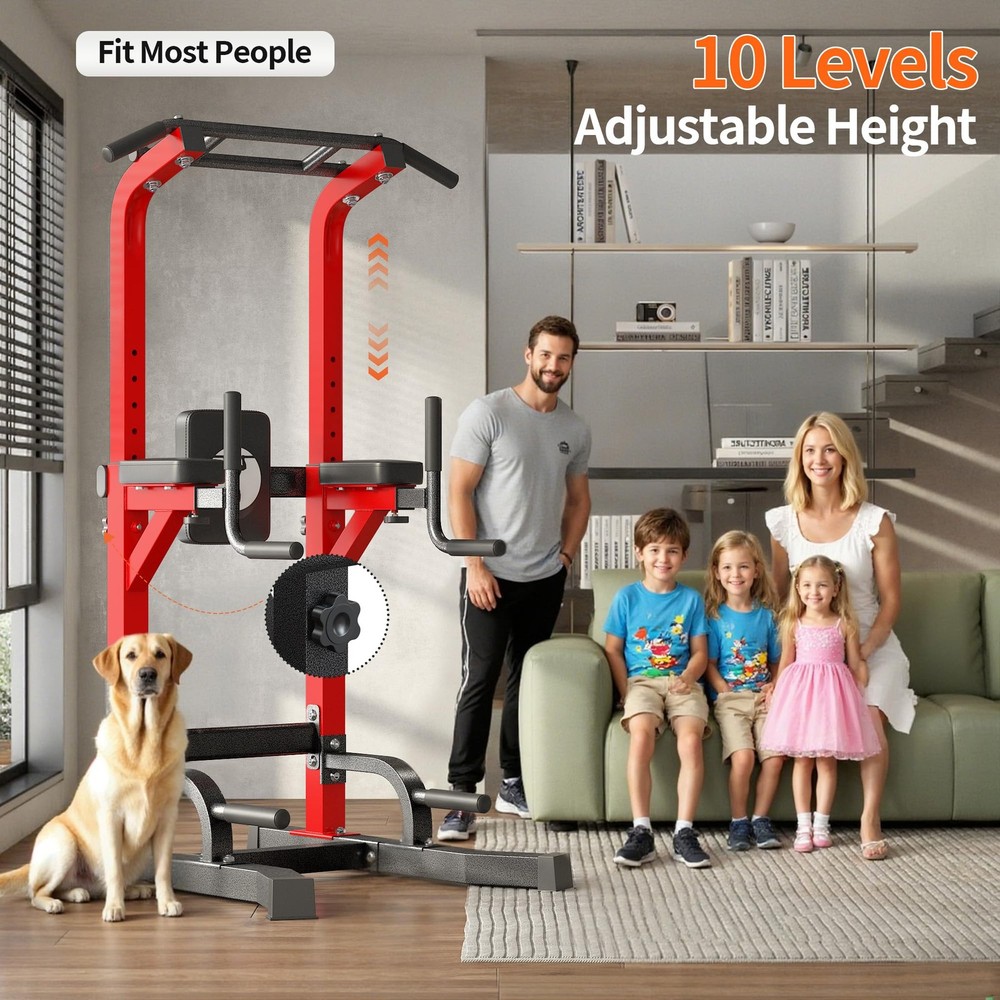 Power Tower Pull Up Bar and Dip Stand,Adjustable Height Assistive Trainer Dip...