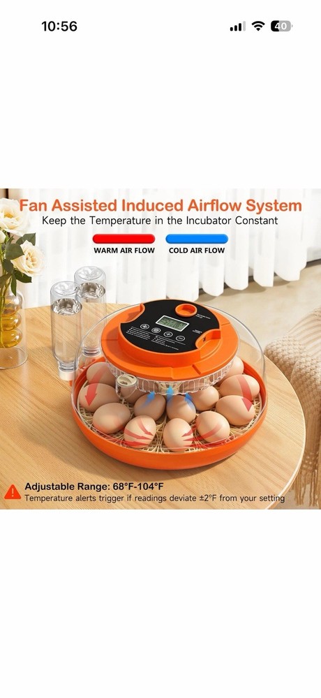 18 Egg Incubators for Hatching Eggs, Automatic Egg Turning and Humidity Control