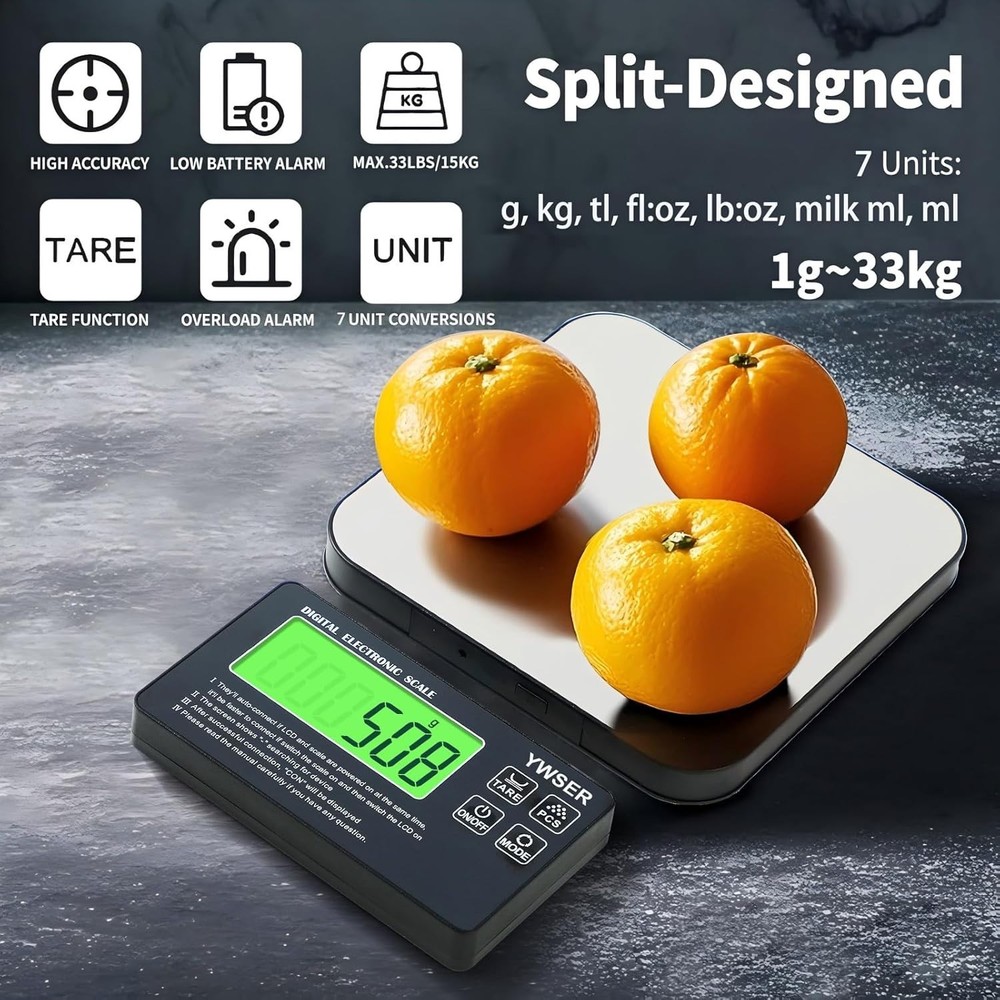 Food Scale, 2024 Newly Split Designed 33lb Digital Kitchen Scale