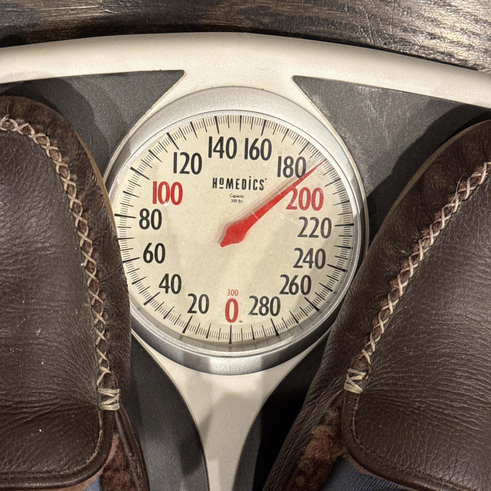 Vintage Homedics Bathroom Floor Scale Large Analog Dial 300 lbs Capacity