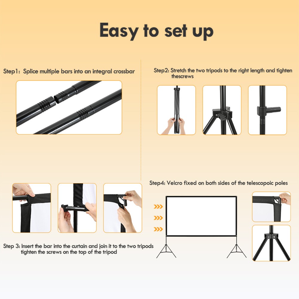 Outdoor Projector Screen with Stand SCREENMAX 120 inch Foldable Projector Screen