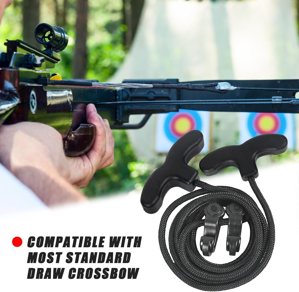 Crossbow Cocking Rope Cocker Double Handle Pull Cord Archery Hunting Tool