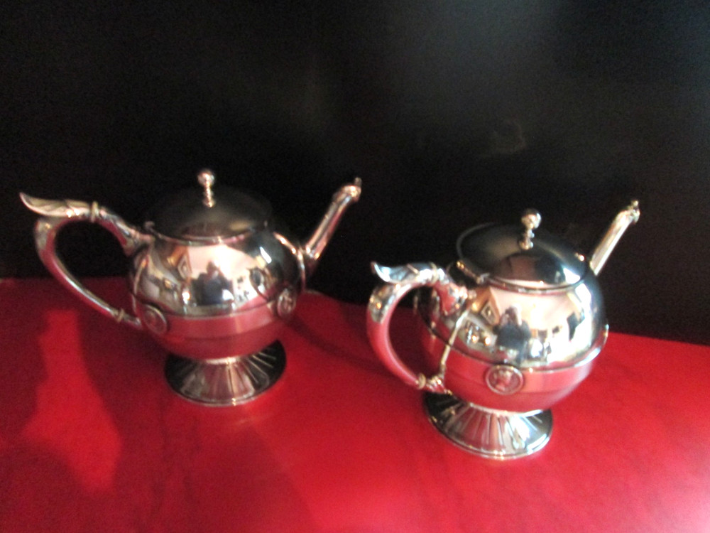 Rare Antique S.P. - MEDALLION Pattern - GORHAM - 6 pc COFFEE / TEA SET - MINT