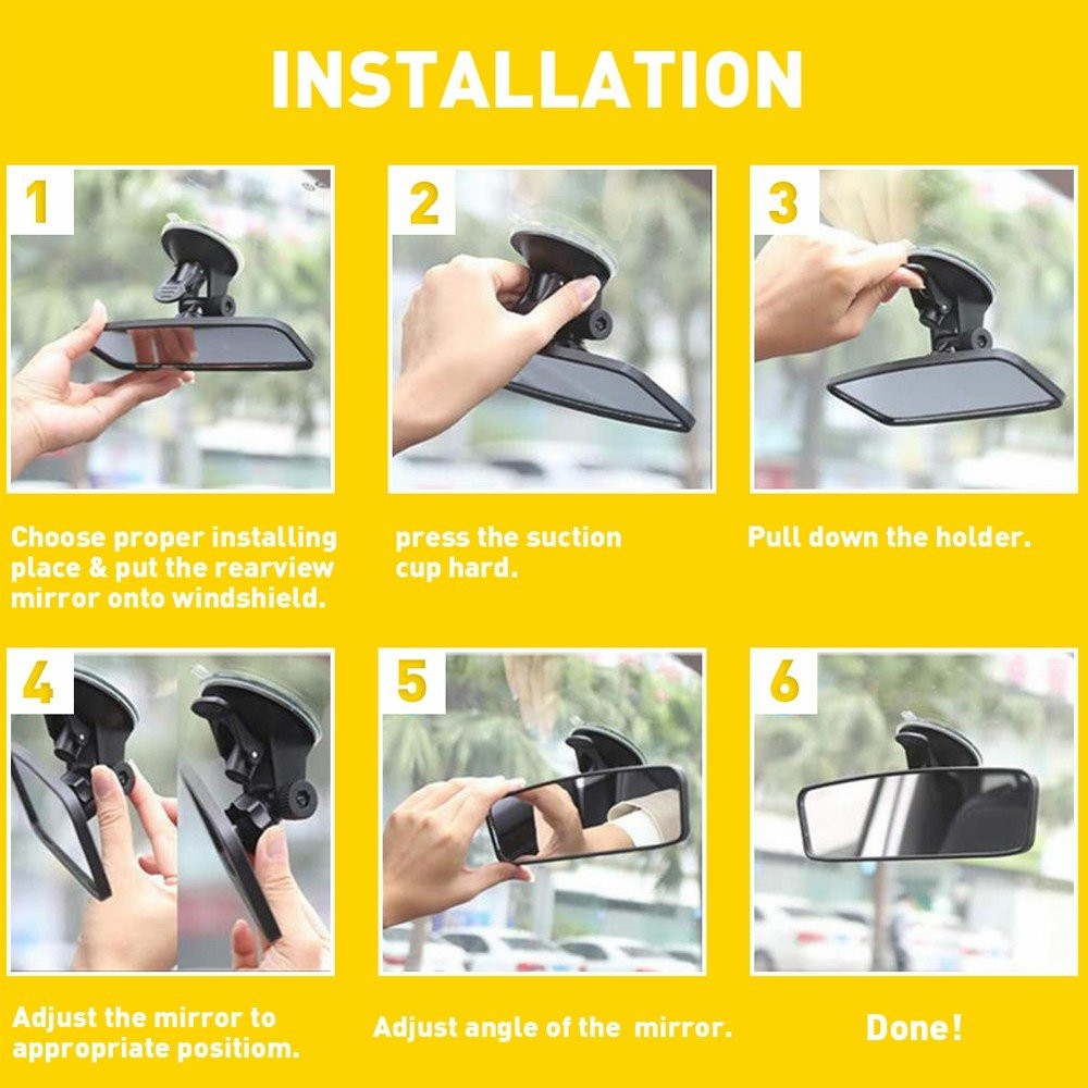 Universal Car Rear View Suction Cup Mirror Learner Driver Interior Glass New