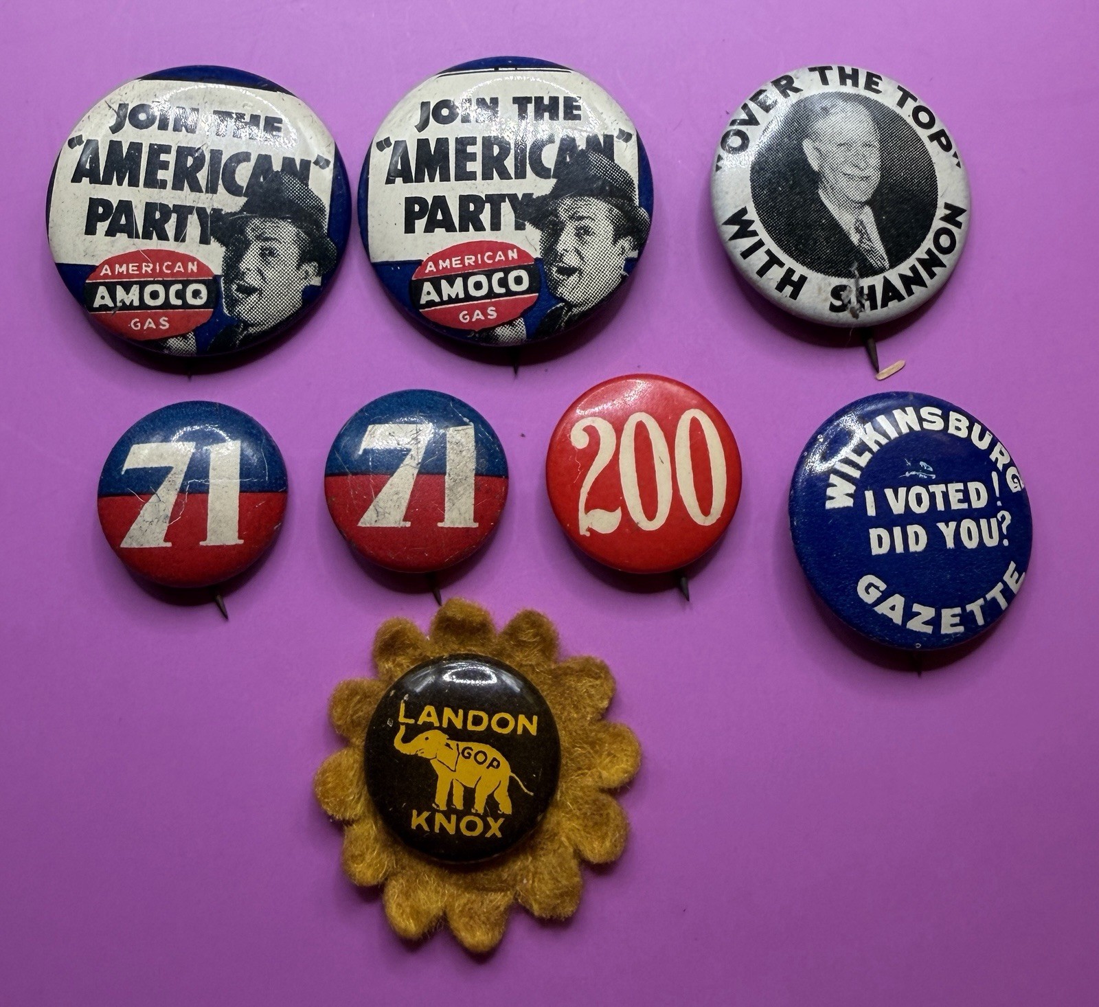 Vintage 1930s Political Campaign Pinback Buttons Lot Of 8
