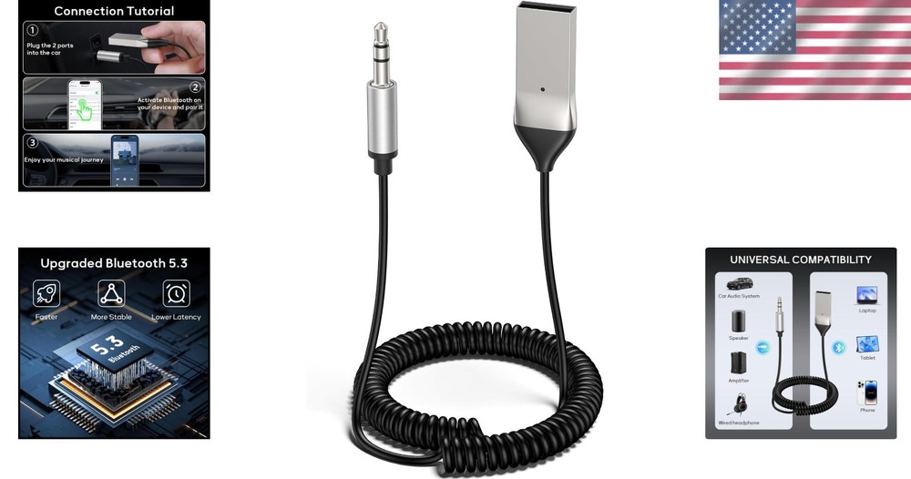 Bluetooth 5.3 Adapter for Car - Hands-Free Calls & High-Quality Music Streaming