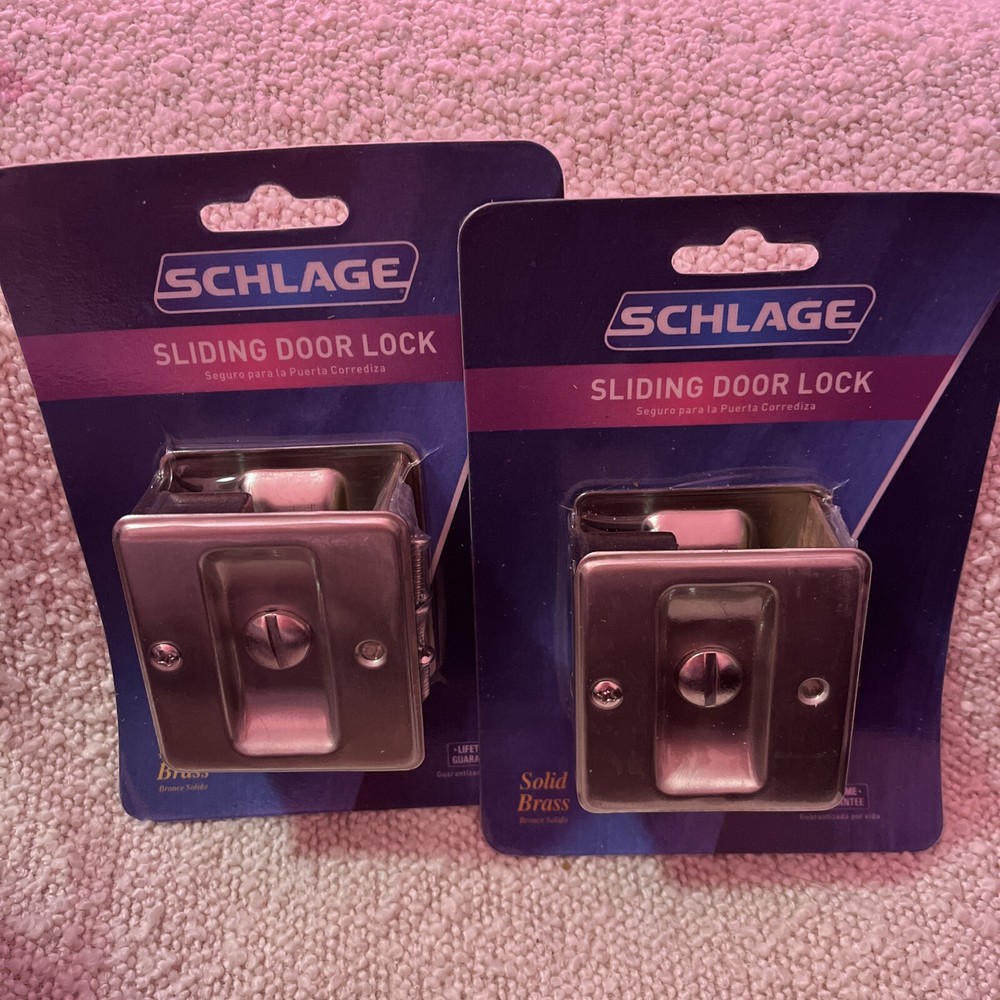 2 Schlage Solid Brass Sliding Door Locks (SC991B619NN)