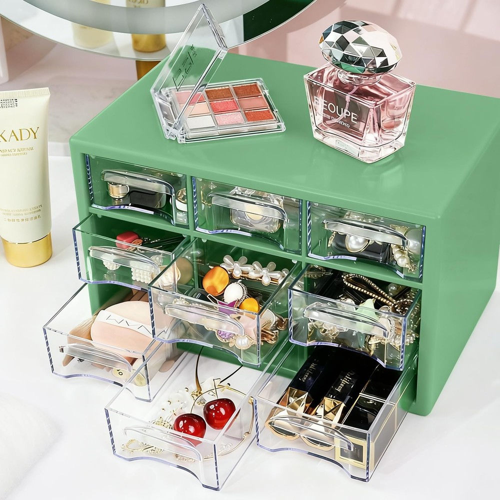 Desk Storage Organizer with 9 Drawers, Stackable Desktop Craft Drawer Cabinet...