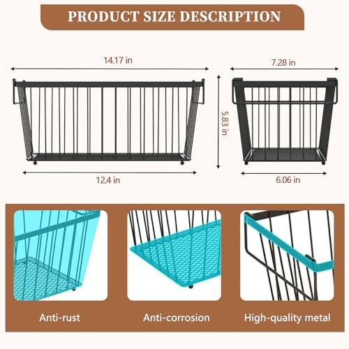 6 Pack Stackable Deep Freezer Organizer Bins ，Upgraded Bottom Leak Black 6 Pack