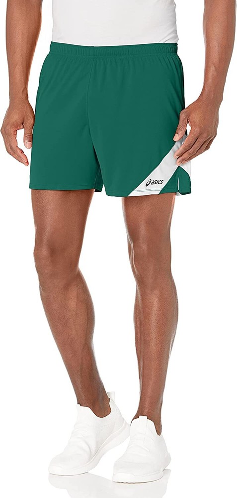 ASICS Men's Break Through Performance Short, Forest Green/White