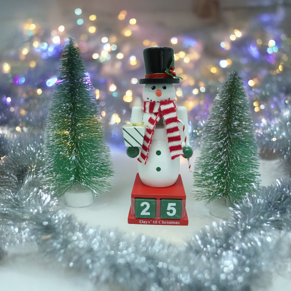 St. Nicholas Square Wood Nutcracker Countdown Decor - Snowman Design