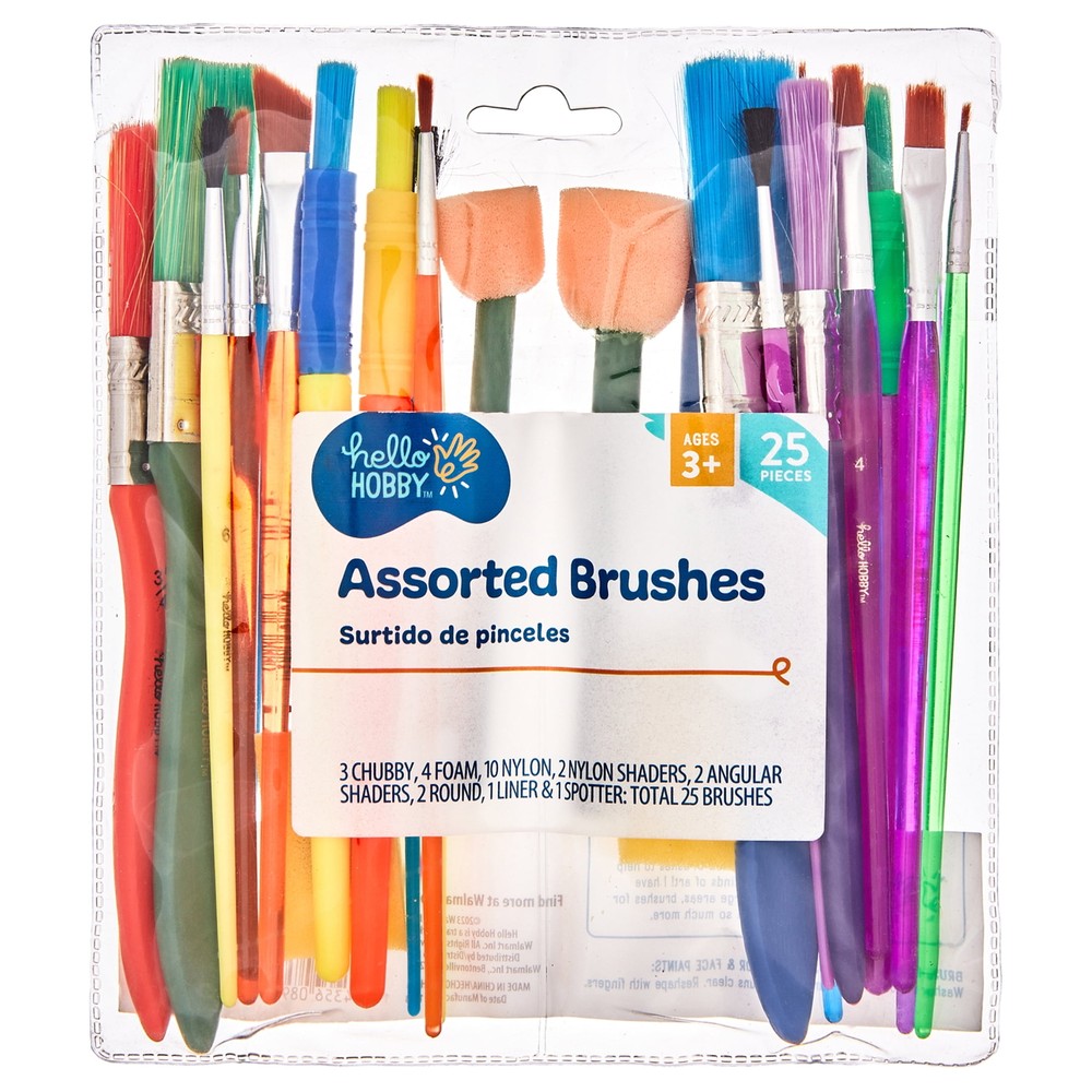 Hello Hobby Assorted Paint Brushes, 25 Count