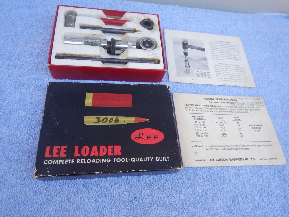Lee Loader 30/06 Reloading Tool in Factory Box w/ Charge Table, Instructions