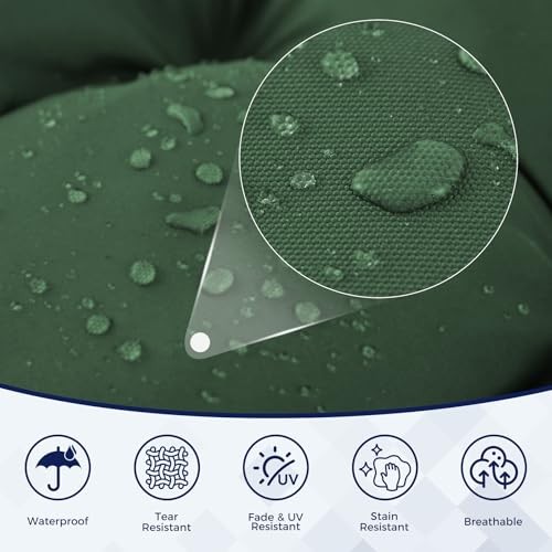 Porch Swing Cushions, Waterproof Swing Cushions for 47×40×4 Inch Forest Green