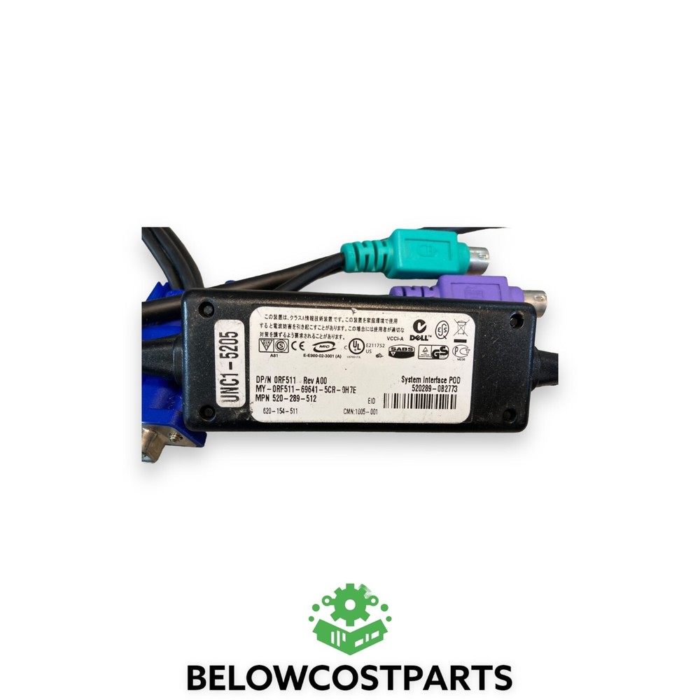 Dell RF511 REV00 520-289-512 KVM PS2 VGA Ethernet Interface Pod Cable