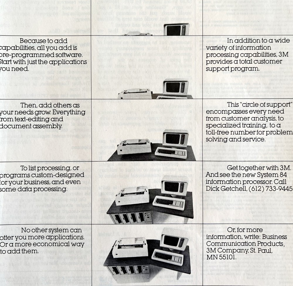 3M COmputer Word Processor System 84 1979 Advertisement Vintage Electronic DWKK7