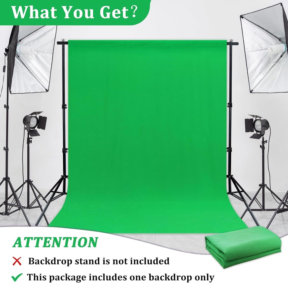 6 x 9 FT Green Screen Backdrop - Polyester Fabric for Video Streaming