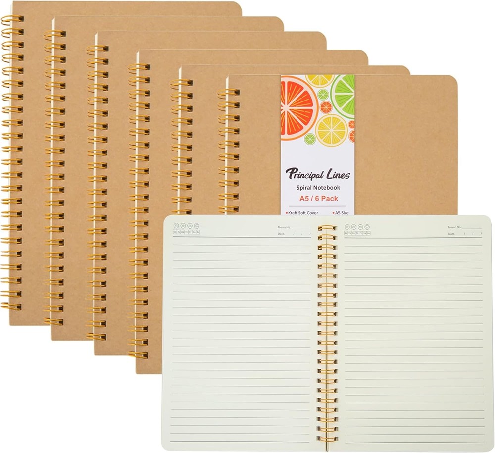 Ruled Spiral Notebook - Lined Notebooks for Work School - A5 Journals Bulk