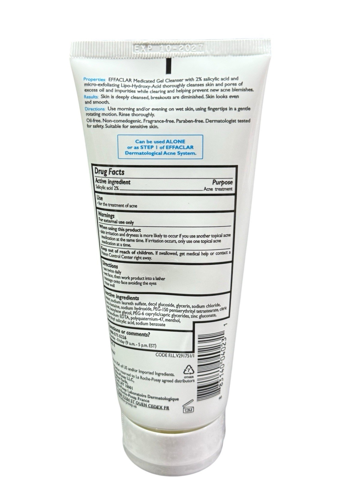 La Roche-Posay Effaclar Medicated Gel Cleanser 6.76fl.oz./200ml EXP 10/2027