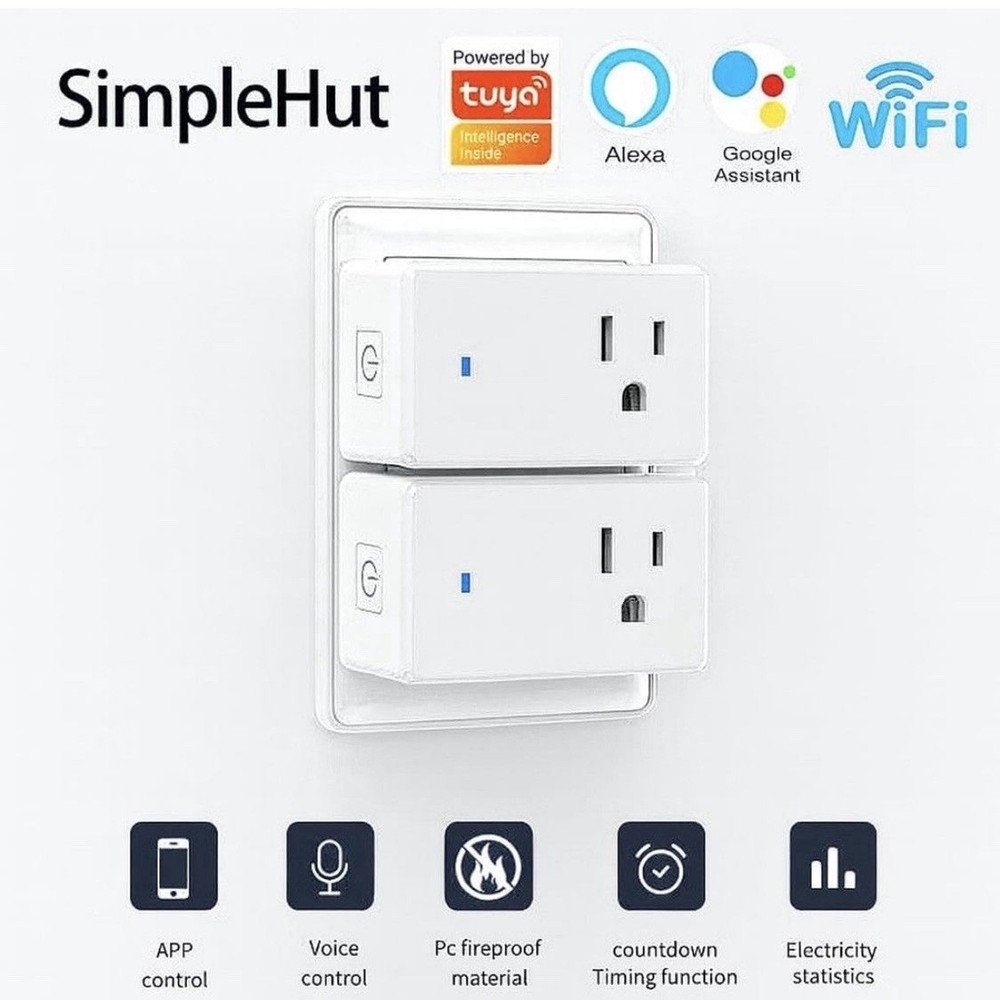2 Pack Smart Plugs, WiFi Outlets Compatible with Alexa&Google