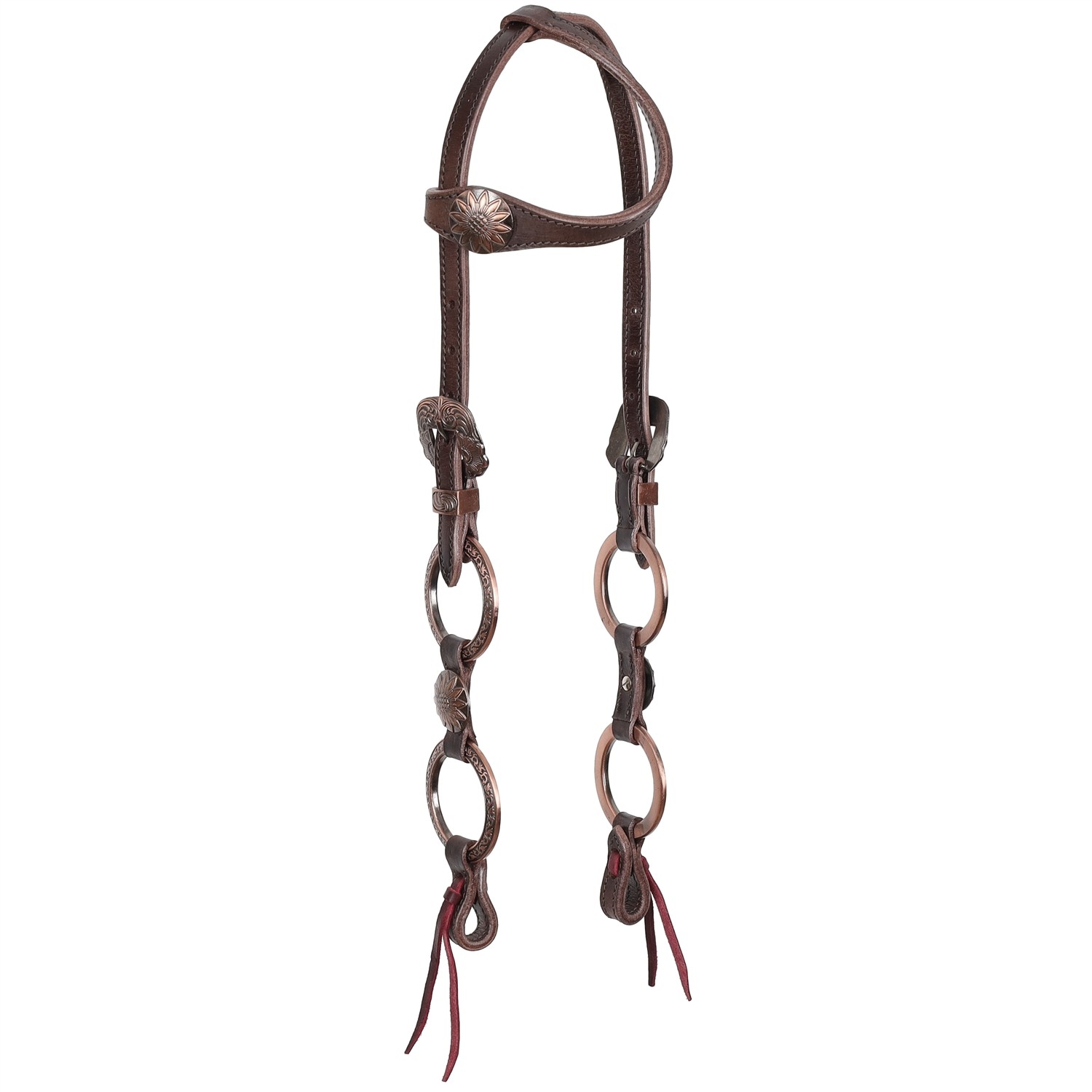 Metal Ring Headstall, Reins and Breastcollar - Sunflower Rings - Copper Rings
