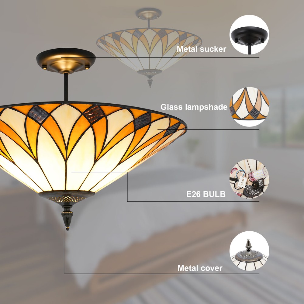 Ceiling Light, Stained Glass Ceiling Light Fixture, Flush Mount Ceiling Light US