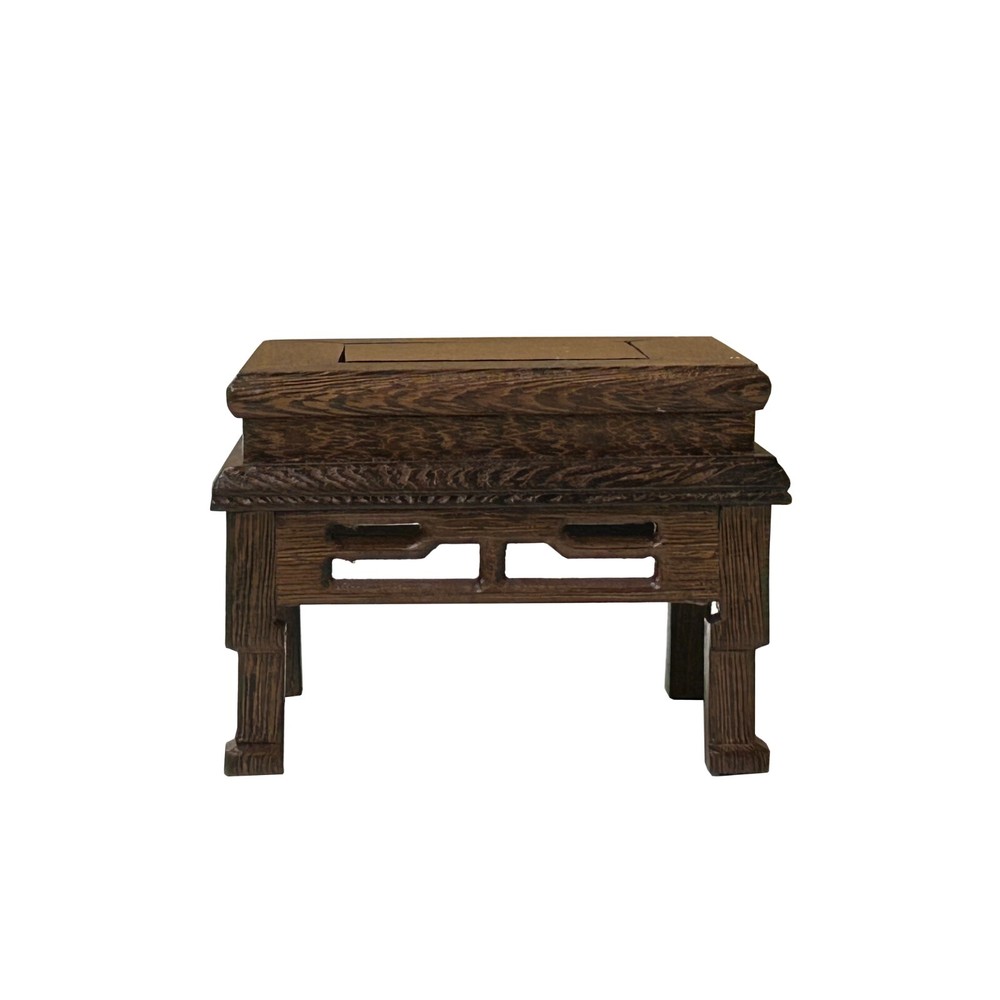 4.75" Light Brown Feather Pattern Square Wood Display Stand Riser ws4217