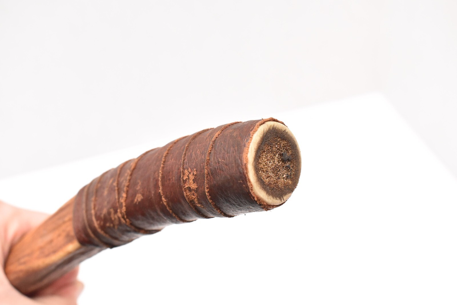 Antique Native American Indian Plains carved ANTLER war club Axe Weapon.