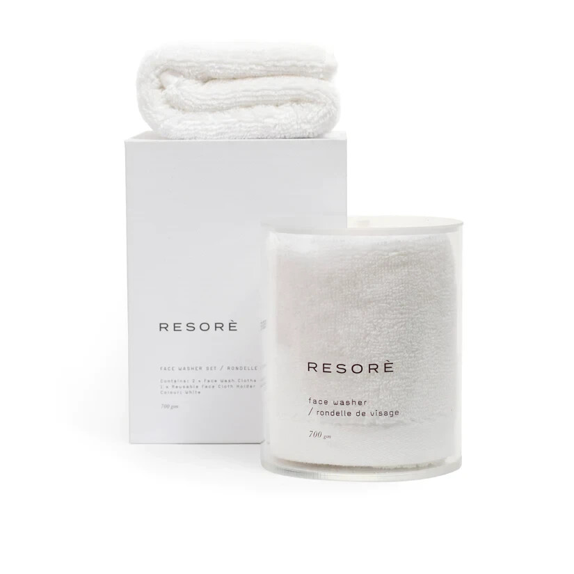 Resorè White Antibacterial Face Washer 2 Cloth Set
