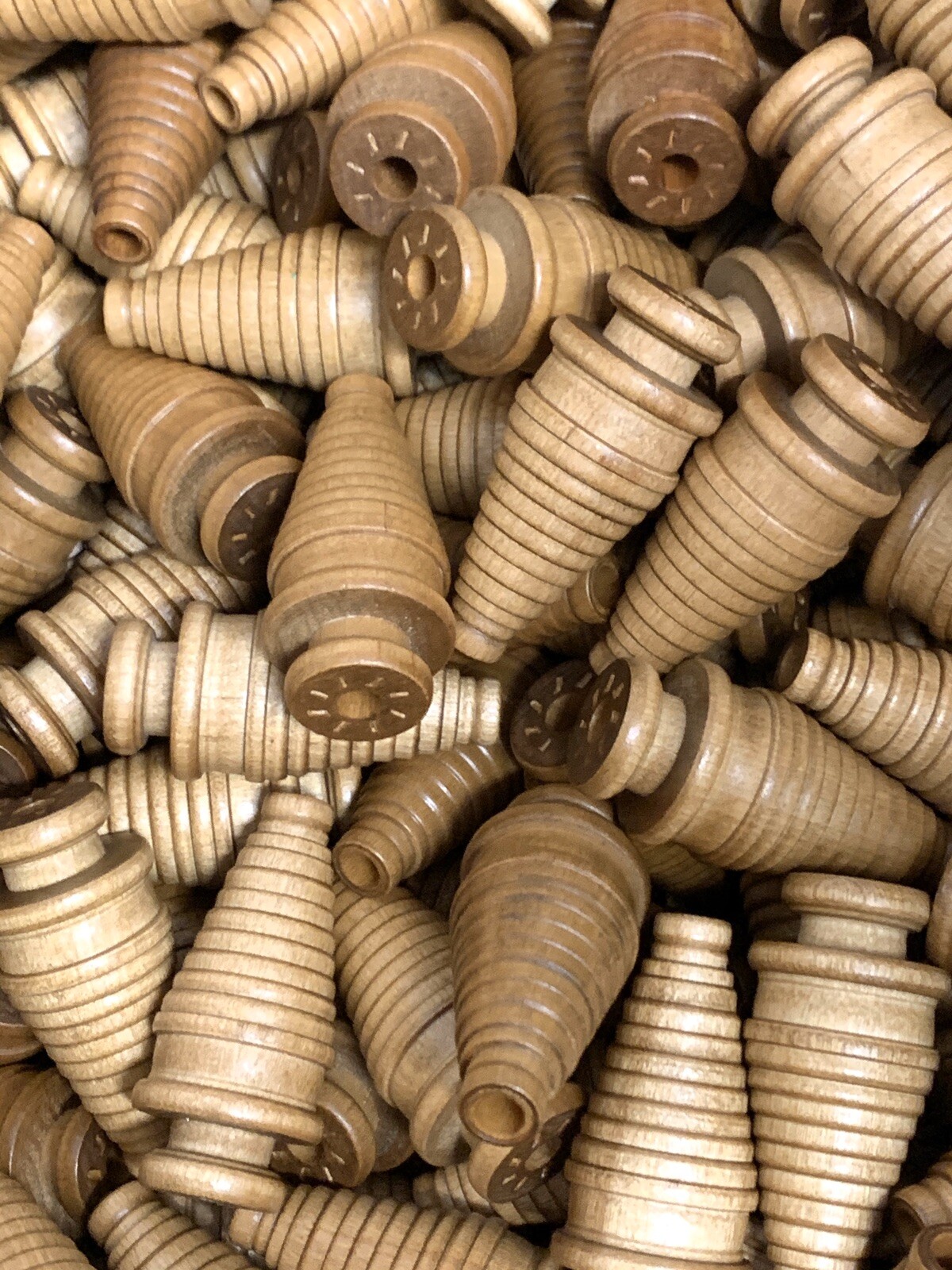 Spools Small Industrial Quills Textile Bobbin Vintage Wood NOS lot-6: