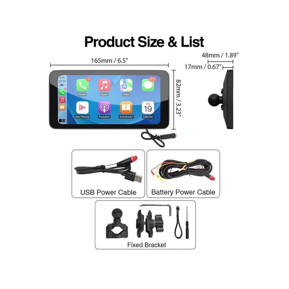 Motorcycle GPS Navigation Wireless Portable Carplay/Android Waterproof