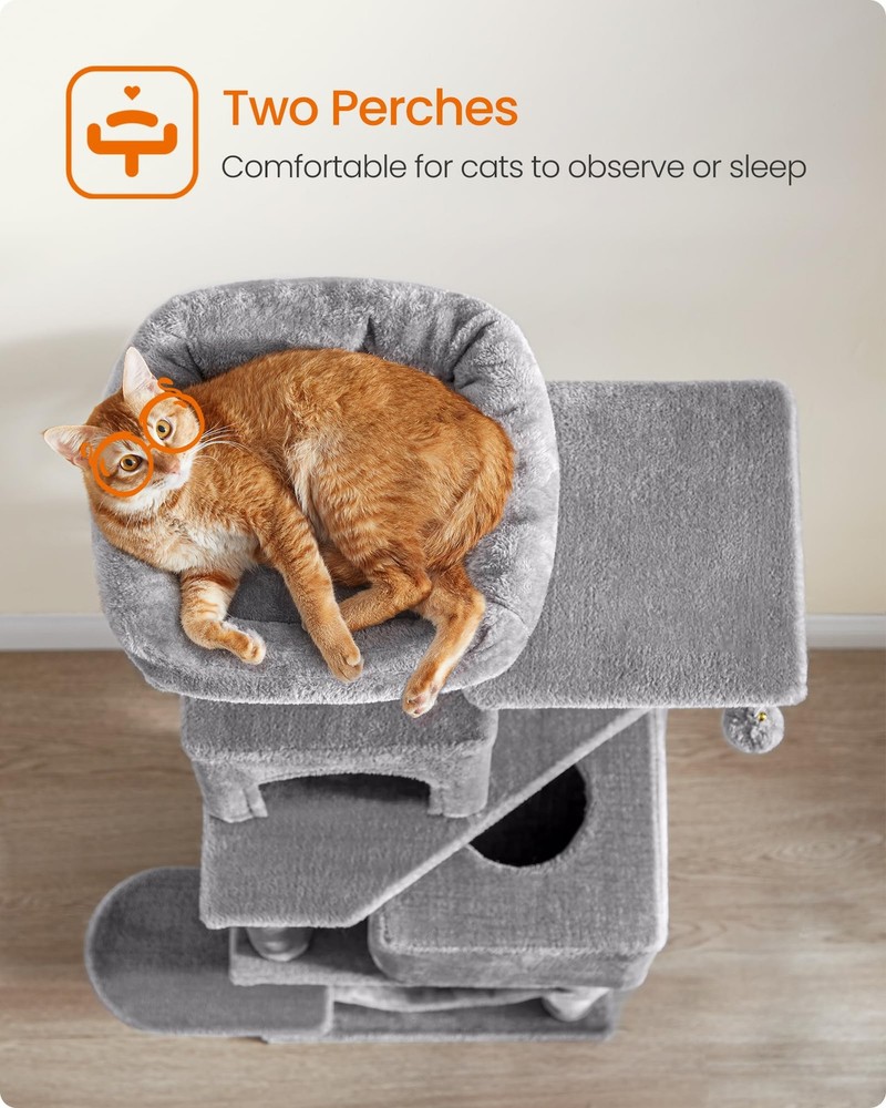 Multi-Level Cat Tree Tower 59.5-Inch with Scratching Posts, Perches Caves