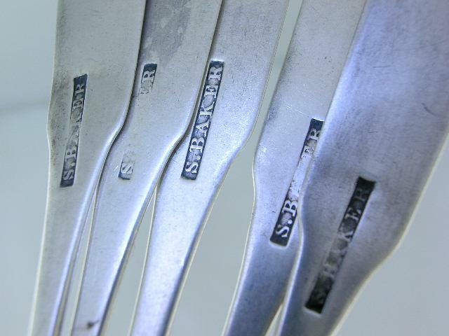 5 Early Coin Silver Spoons STEPHENS BAKER Wilmington North Carolina NC 1800s