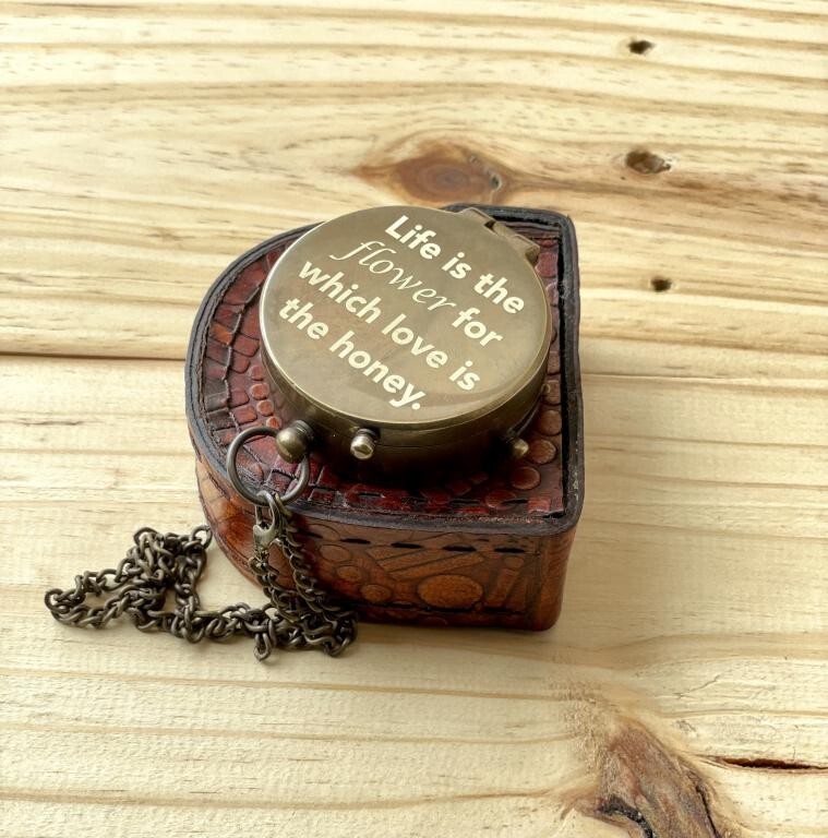 Brass compass 2.0 Inches With Leather Cover