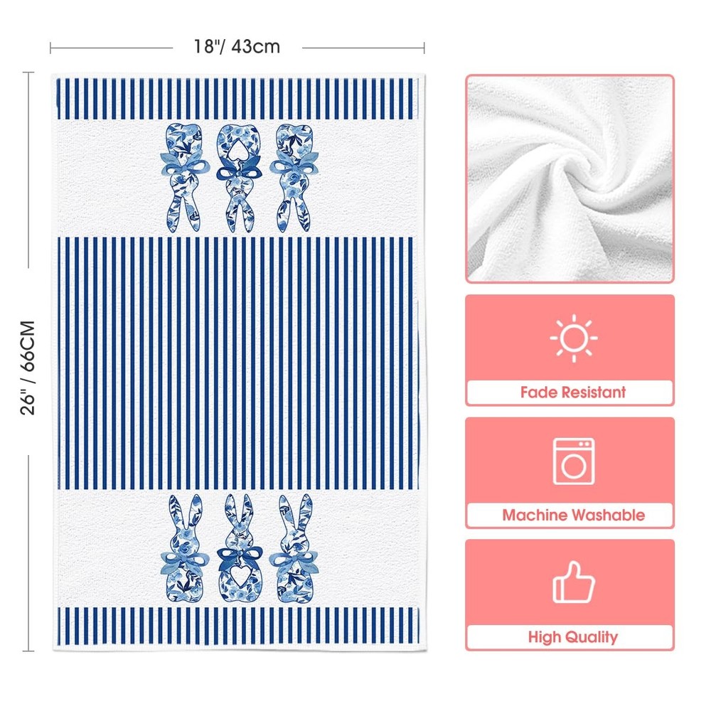 Artoid Mode Blue Stripe Rabbit Bunny Eggs Easter Kitchen 18" x 26",