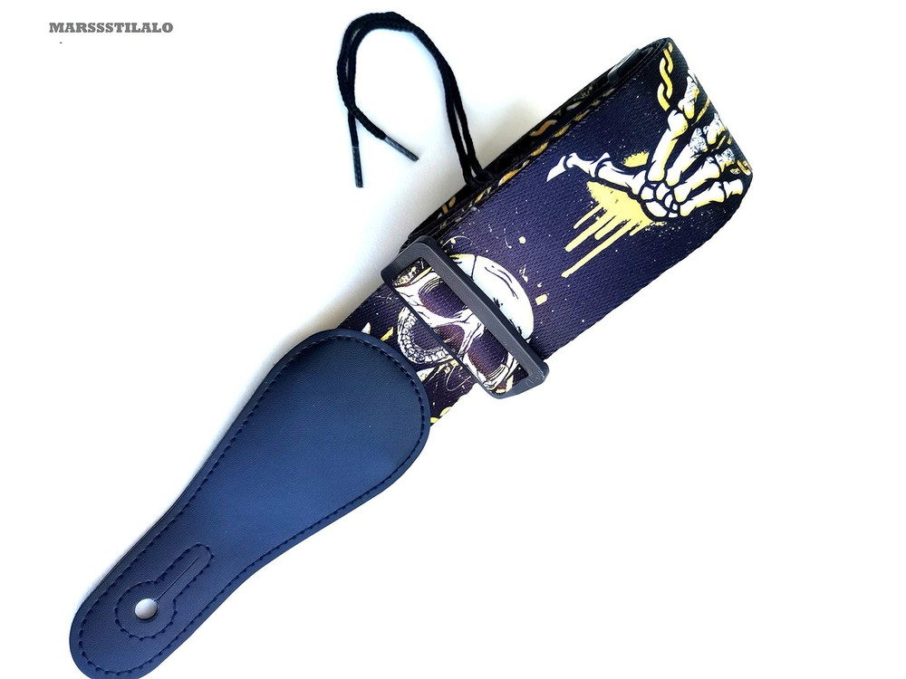 2" Professional Classic Guitar Straps Cool Skull Printed Polyster Soft Electr...
