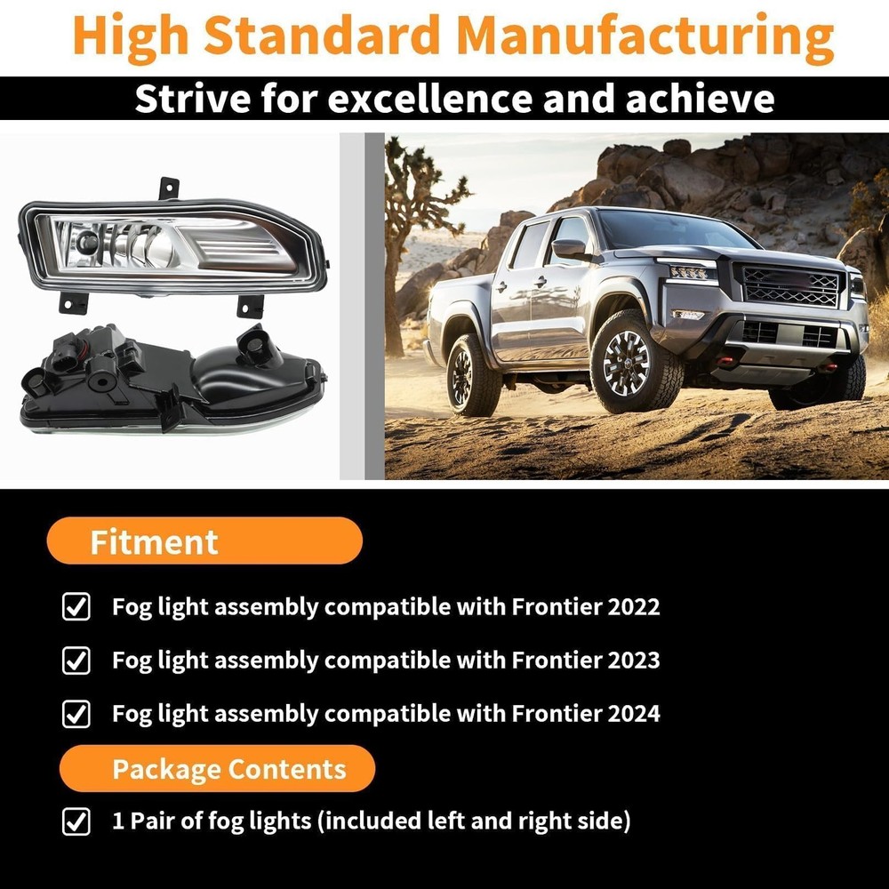 Aspaton Pair Front Bumper Fog Light Assembly Compatible with Frontier 2022 20...