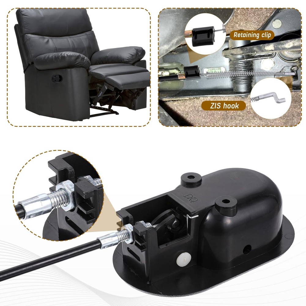 2 Set Recliner Handle Parts with Pull Cable Durable Recliner Release Pull Han.