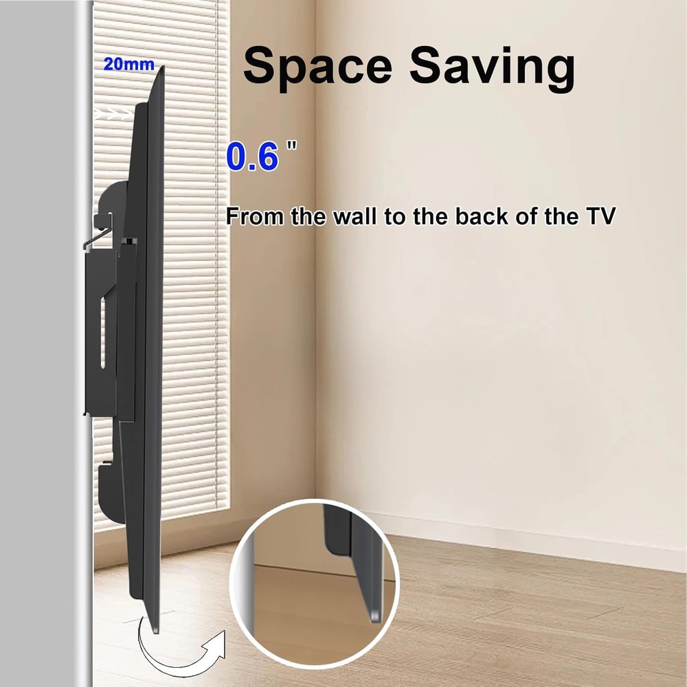 Fixed TV Wall Mount for 14-42" Flat Screen TVs, Small Black