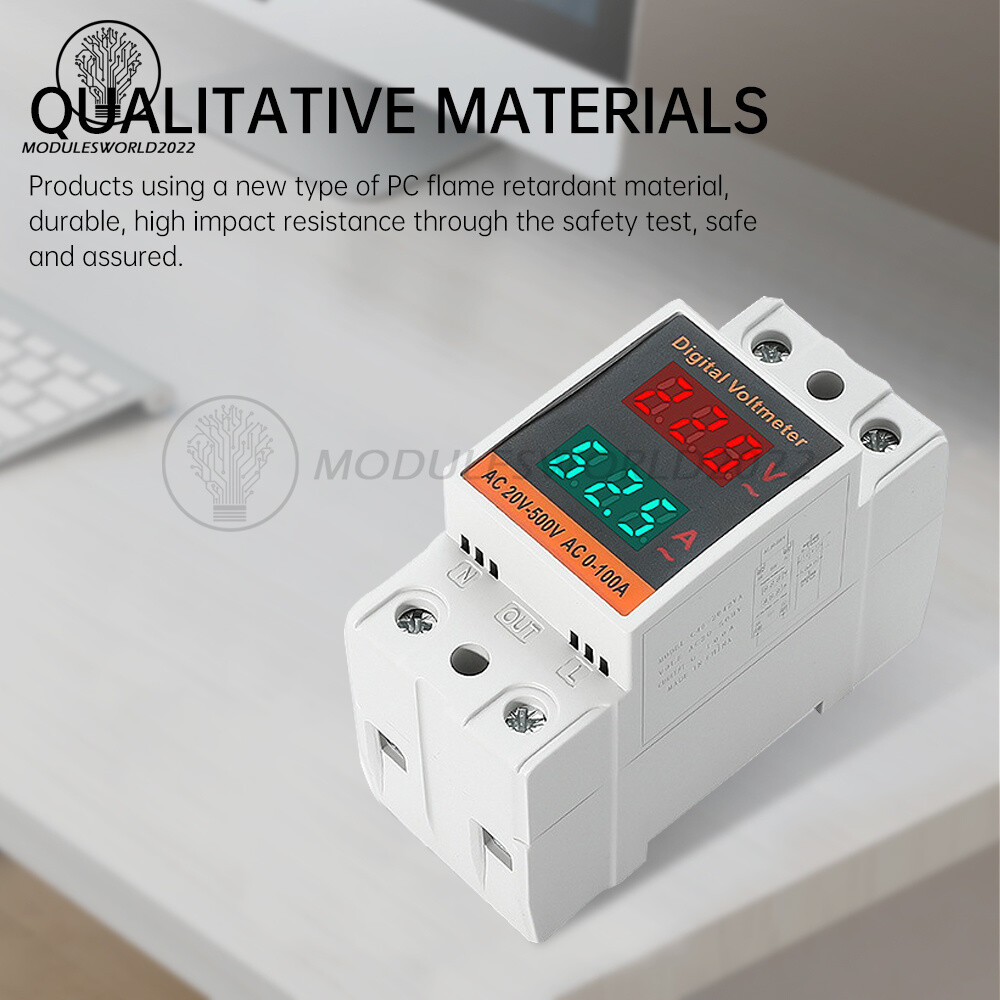 AC 50-500V 100A Din Rail Single-phase Digital Voltage LCD Voltage Current Meter