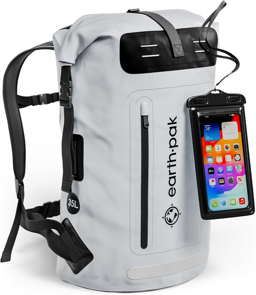 Waterproof Backpack - Heavy Duty Hiking Backpack - Roll-Top Closure Bag - Cushio
