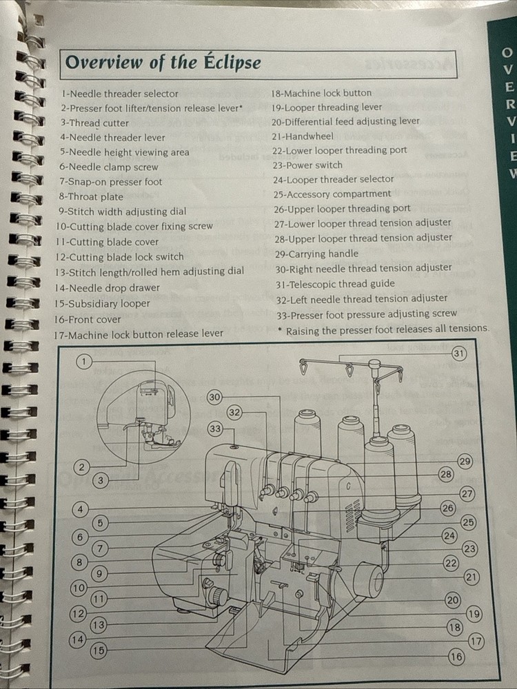 Vtg Baby Lock Eclipse BLEIDX Instruction Manual